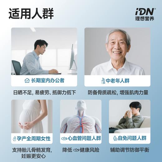 IDN理想营养 | 黄金组合维生素D3+K2 180粒/瓶（跨境海淘商品不支持7天无理由退换） 商品图3