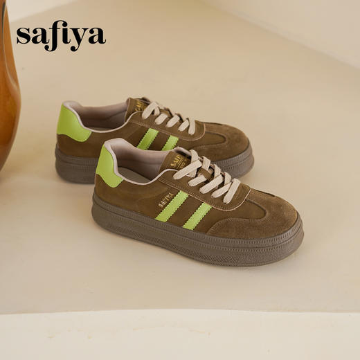 预售7天|Safiya/索菲娅2025学院风厚底百搭拼色复古休闲增高德训鞋SFD1112098 商品图7