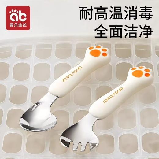 宝宝叉勺子自主进食叉勺学吃饭训练专用316L不锈钢元宝勺儿童餐具 商品图4