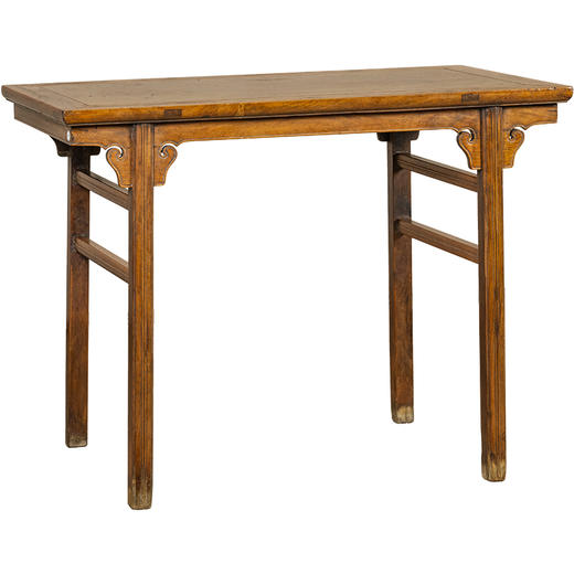 清早期 黄花梨镶瘿木夹头榫如意云纹酒桌 商品图5