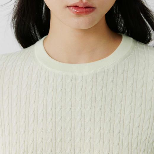 东黎 • 岛屿假日—柠檬入海 海岛棉女士春夏圆领绞花短袖 5191 商品图6