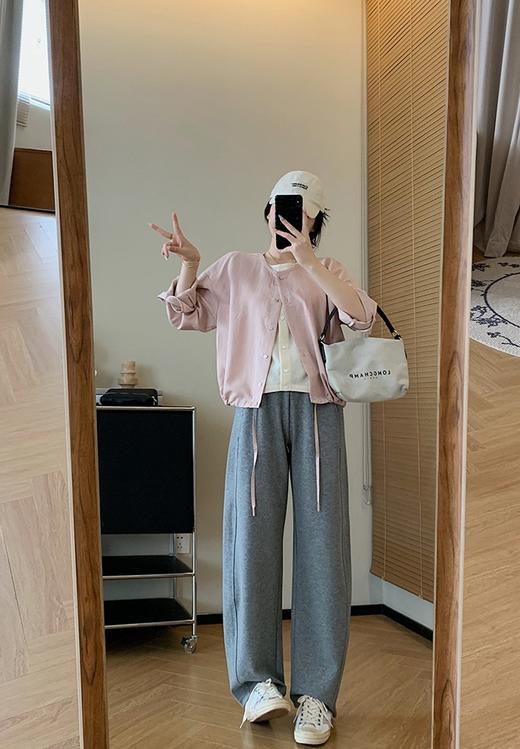 春夏砂洗天丝混纺撞色双门襟假两件宽松休闲外套 商品图12