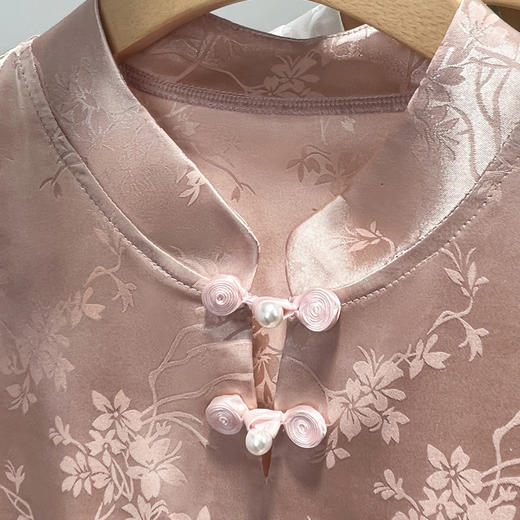 C4X1695-ZJL新中式立领盘扣上衣2025年夏季新款国风短袖雪纺衫提花缎面衬衫女 商品图2