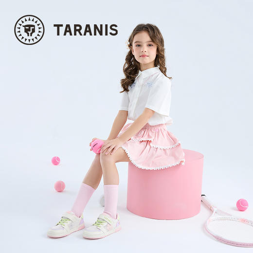 泰兰尼斯儿童板鞋夏季新款小花朵网面透气女童小白鞋男童运动鞋子 T02X5A6342 商品图4