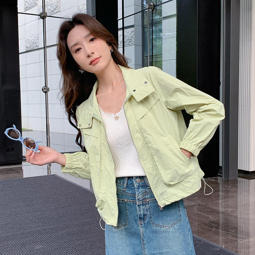 【清仓超15天不保价】奢姿大码女装2025夏季减龄抽绳设计时尚防晒上衣胖妹妹半高领外套9952353198 商品图2