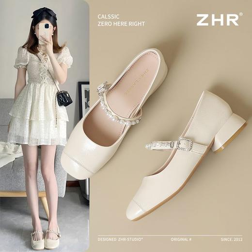ZHR方头玛丽珍鞋女2025新款网红时尚浅口单鞋女韩版舒适ins小皮鞋 商品图0