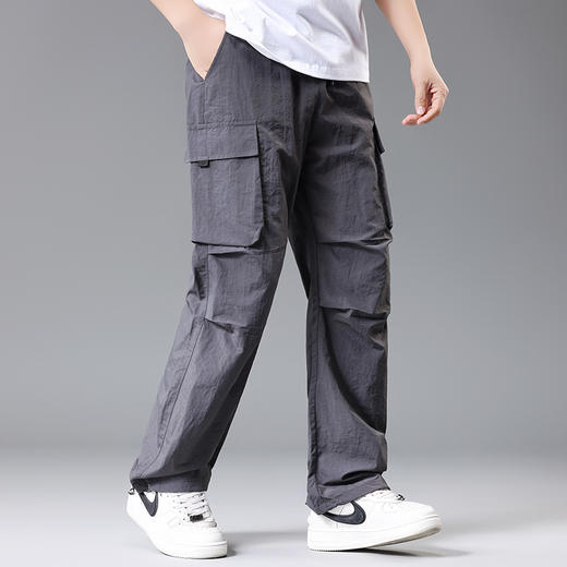 【DH】大依优型大码速干松紧腰直口休闲工装裤直筒加肥加大长裤胖子裤子夏季 商品图1