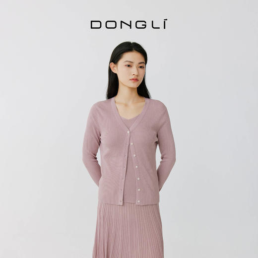 东黎 • 岛屿假日—生机勃勃 桑蚕丝山羊绒女士春夏抽条V开 3015 商品图1