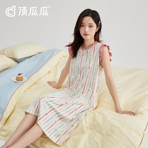 3部顶瓜瓜少女洋裙阳光棉套头圆领小飞袖睡裙DJJWX-AR23450 商品图0