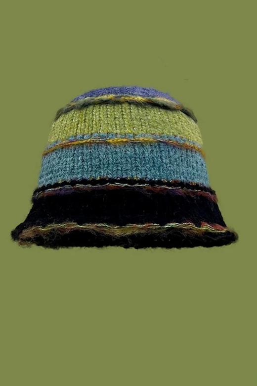 Say Something 多巴胺撞色时尚条纹保暖针织渔夫帽 21359 商品图2