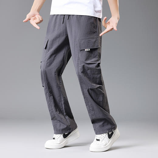 【DH】大依优型大码速干松紧腰直口休闲工装裤直筒加肥加大长裤胖子裤子夏季 商品图0