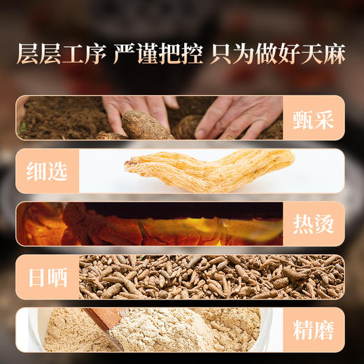 正品陕西汉中秦岭高山天麻粉150g300g仿野生种植超细粉高效吸收易溶解脑力劳动贴心守护滋补养生煲汤泡水 商品图2