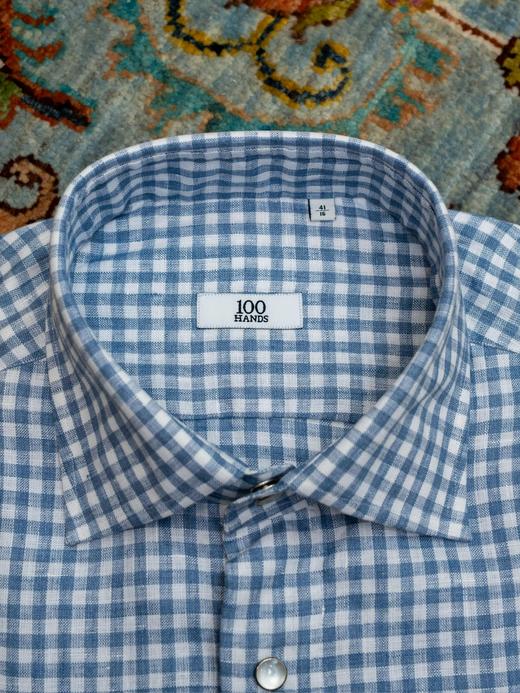100Hands 蓝格亚麻衬衫 商品图3