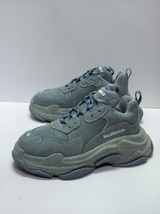 夏季特惠💰620 Triple S 巴黎世家复古老爹鞋 牛仔布 全套原纸板楦头开发 原汁原味的灵魂版型 商品图8