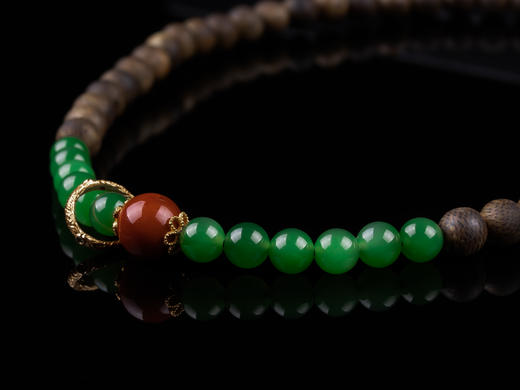 XY0174沉香+南红碧玉双圈手链 商品图5