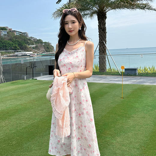 奢姿大码女装2025夏季减龄碎花荷叶边V领两件套胖妹妹时尚套装9952969686 商品图2