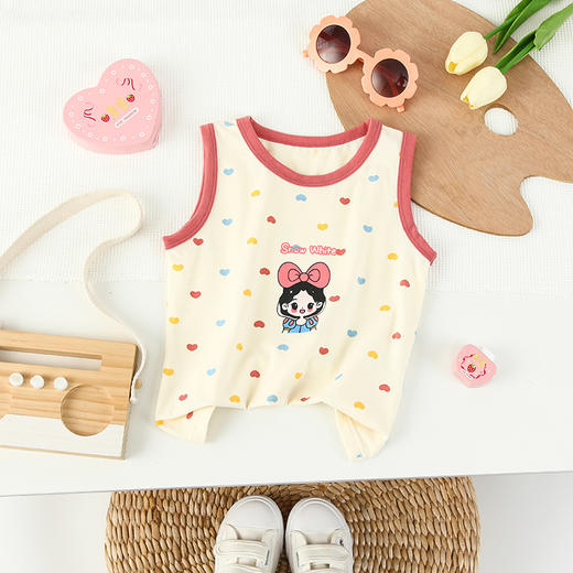 39.9/3件 纯棉莱卡背心A类 夏季薄款卡通印花小孩男女童中小童无袖打底衫 商品图5