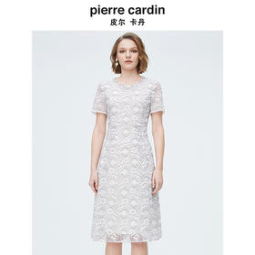 [皮尔卡丹女装]连衣裙紫色短袖醋酸假两件拼接宽松裙子