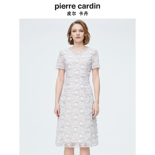 [皮尔卡丹女装]连衣裙紫色短袖醋酸假两件拼接宽松裙子 商品图0