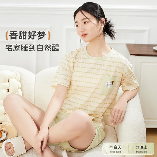 ALDOLA/雅黛俪2025女士睡衣纯棉家居服短袖可外穿夏短裤全棉套装 商品图6