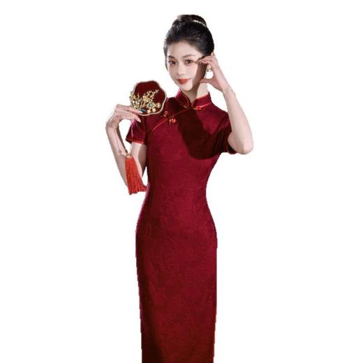 GX喜妈妈婚宴旗袍2025夏季新款复古风长款喜婆婆高级感中式宴会旗袍 商品图4