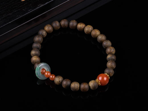 XY0267沉香+南红非洲翠跑环手串 商品图3