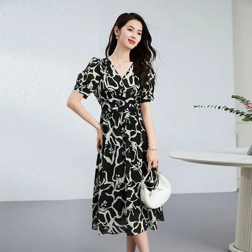 【高货kbnq】全新升级【铂金会员441/天猫599/差价158】(03119) 洛诗琳桑蚕丝连衣裙轻奢高级感纯欲风高品质印花a字长裙 商品图0