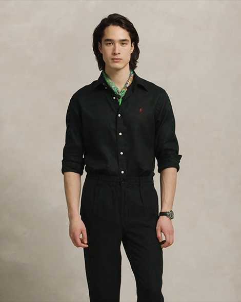 单品包邮现货 THS-无 RL家马球家 经典版型轻质亚麻衬衫 4色 AG1317