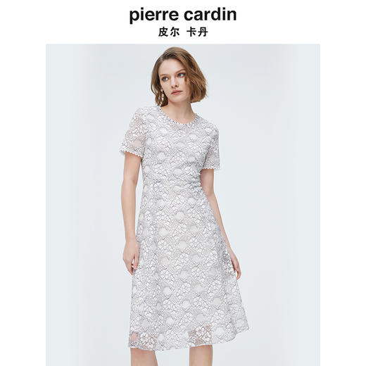 [皮尔卡丹女装]连衣裙紫色短袖醋酸假两件拼接宽松裙子 商品图3