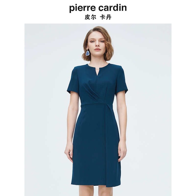 皮尔卡丹女装知性优雅简约修身短袖上衣