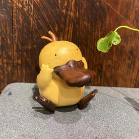 可爱小坐可达鸭°木雕摆件