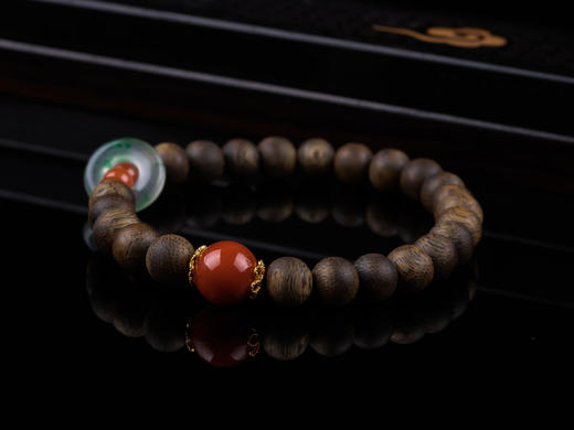XY0267沉香+南红非洲翠跑环手串 商品图5