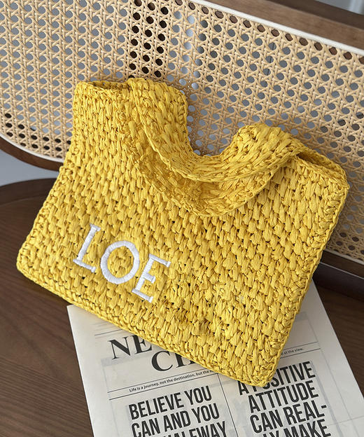 现货 THS-限时 loe家 草编托特包 可腋下可斜挎拉菲草夏日风情包 6色 CQ1394 商品图5