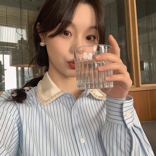 金蘑菇菇 Jennifer‘s fall / 柔焦少女 春日精致感条纹衬衫套装 商品图3