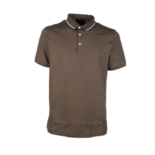EMPORIO ARMANI 阿玛尼 男士全身小鹰徽标提花棉质短袖polo衫 浅棕色 8N1FP0 1JHWZ U6195 商品图0