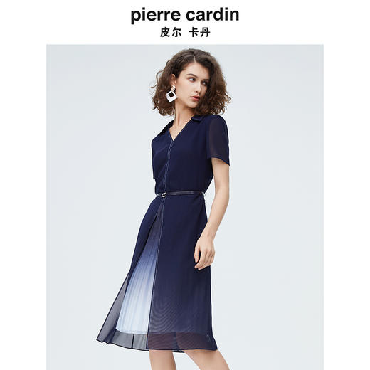 皮尔卡丹女装时尚渐变色修身假两件连衣裙P4215D4031N2 商品图1