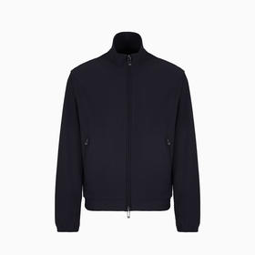 EMPORIO ARMANI 阿玛尼 男士 Canneté 效果弹力尼龙全拉链夹克衫外套 黑色 EM001364 AF14076 UC001