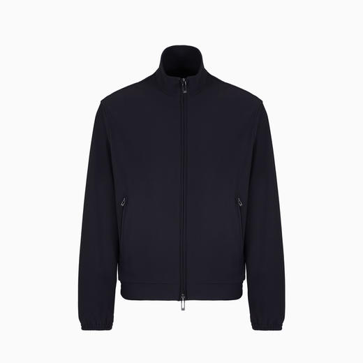 EMPORIO ARMANI 阿玛尼 男士 Canneté 效果弹力尼龙全拉链夹克衫外套 黑色 EM001364 AF14076 UC001 商品图0