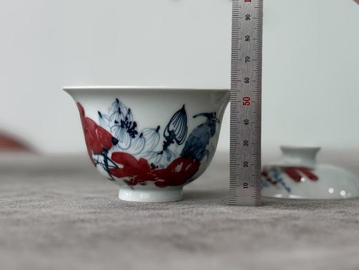 【家有好器】景德镇青花釉里红写意花鸟二才盖碗《鸟极啼芳》 商品图3
