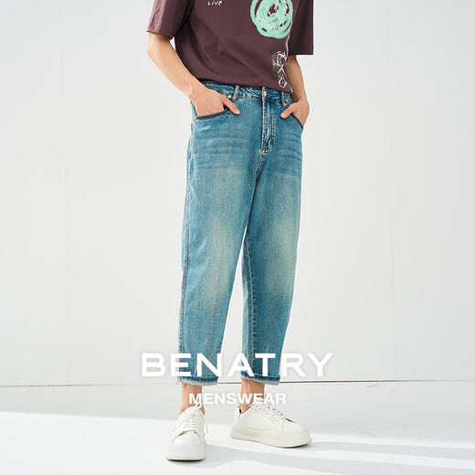 贝纳川春夏季锥形蓝色牛仔裤ECT230003776 商品图2