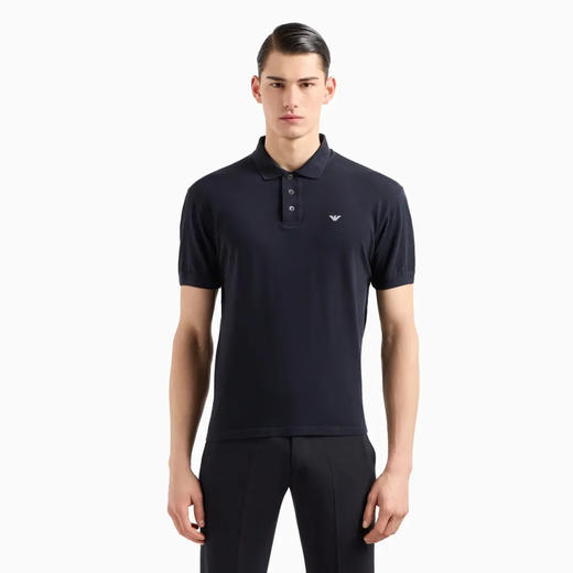 EMPORIO ARMANI 阿玛尼 男士小鹰徽标刺绣棉质短袖polo衫 深蓝色 8N1FQ2 1JTKZ 0920 商品图1