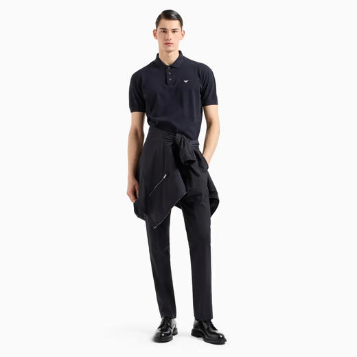 EMPORIO ARMANI 阿玛尼 男士小鹰徽标刺绣棉质短袖polo衫 深蓝色 8N1FQ2 1JTKZ 0920 商品图3