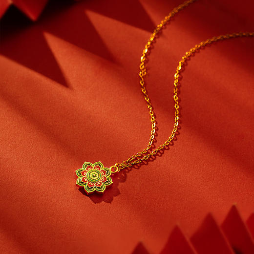 长乐永安 宝相花文创珐琅彩国风项链 唐风百搭精致 商品图1