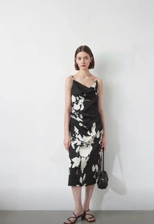 LPIUTY品牌直发！荡领水墨花卉吊带裙 C1225036 商品图0