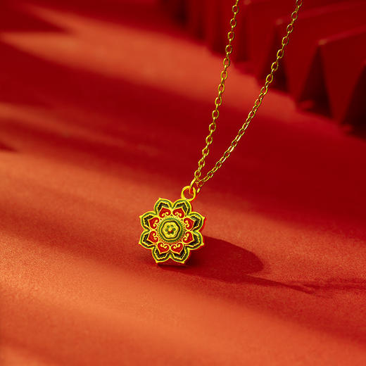 长乐永安 宝相花文创珐琅彩国风项链 唐风百搭精致 商品图2