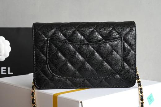 CHANEL香奈儿 WOC 25S 金扣 荔枝纹 小牛皮 单肩斜挎包 女款 黑色（HH） 商品图1