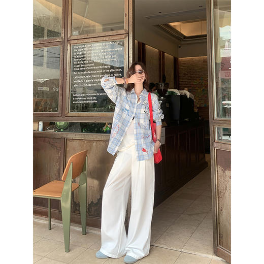 <曾小咸推荐>3.26现货秒杀 ！微信超特价！韩系涂鸦格子衬衫 日常169.99 立减90 秒杀79.99！！ 商品图2
