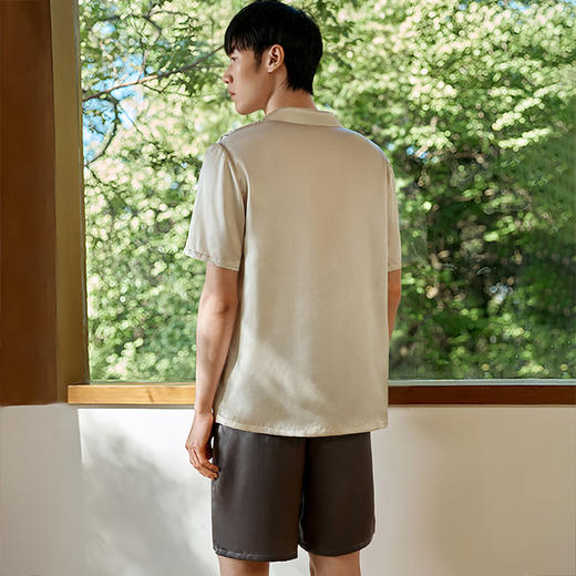 【水墨竹影】重磅真丝睡衣男新中式印花短袖短裤衣裤套家居服金三塔  YSMFA401 商品图3