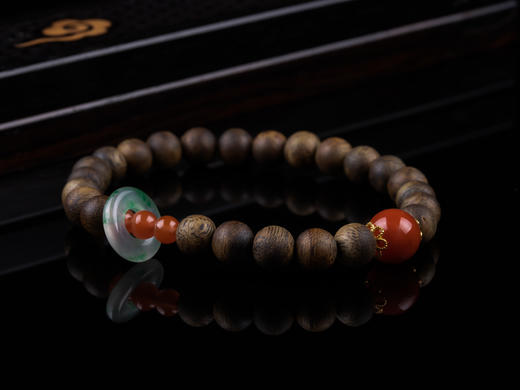 XY0267沉香+南红非洲翠跑环手串 商品图6