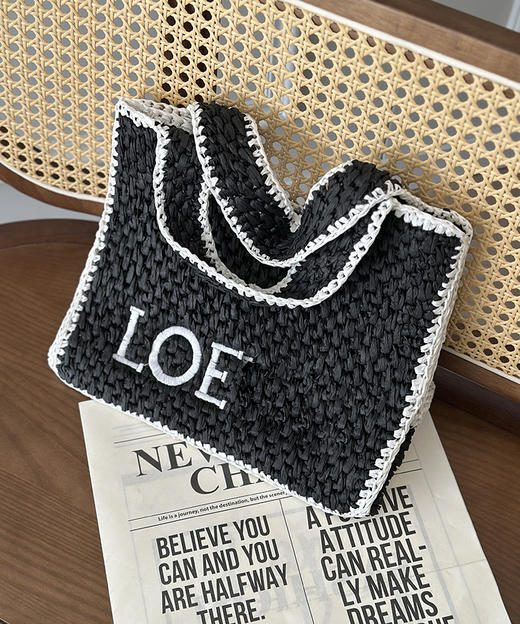 现货 THS-限时 loe家 草编托特包 可腋下可斜挎拉菲草夏日风情包 6色 CQ1394 商品图8